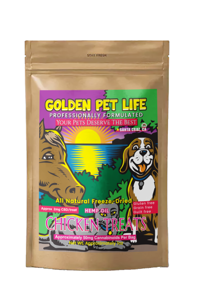 Golden Pet Life Freeze Dried Chicken CBD Dog Treats – 1 oz Bag (50 mg)