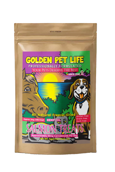Golden Pet Life Freeze Dried Salmon CBD Dog Treats – 1 oz Bag (50 mg)