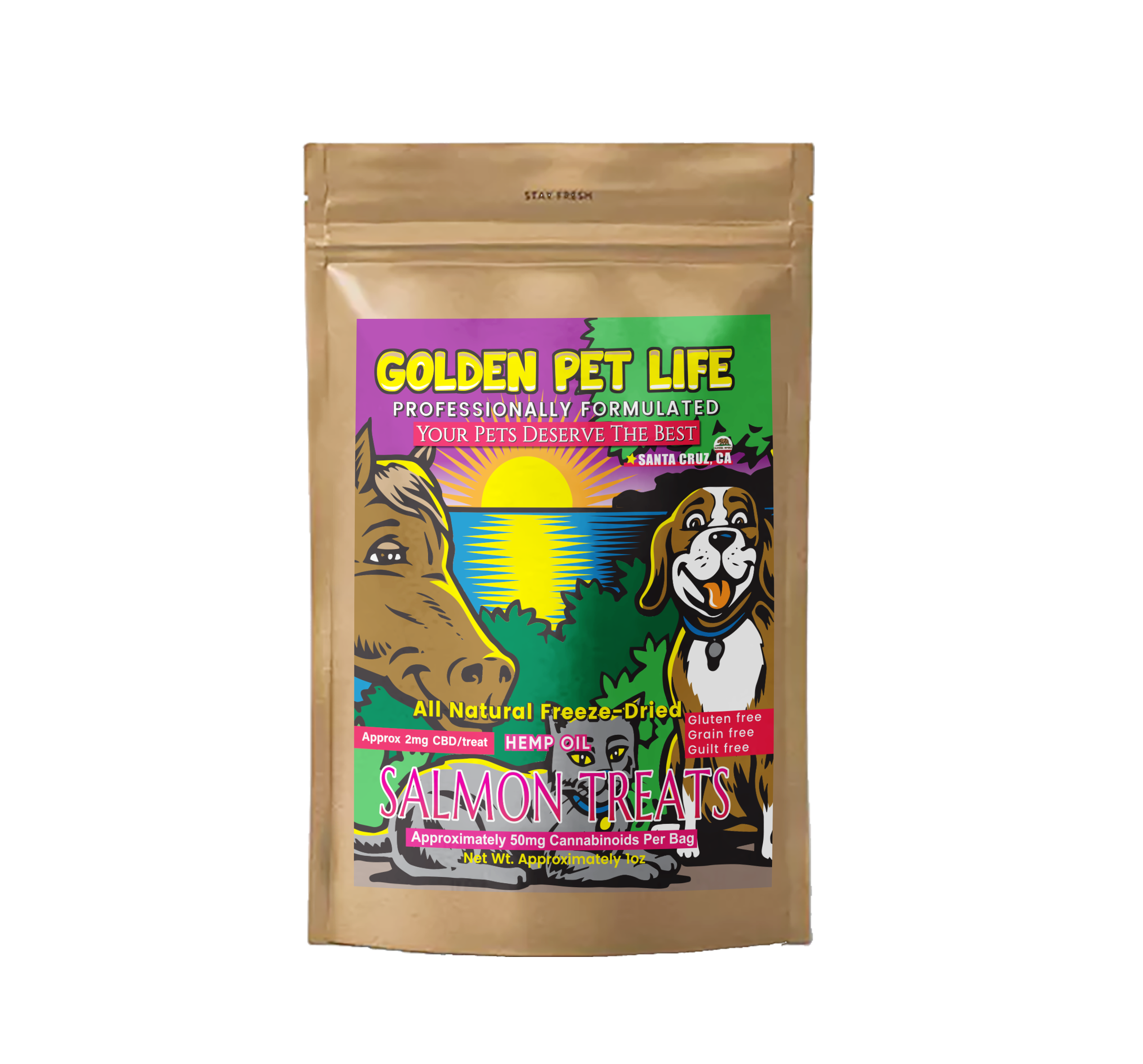 Golden Pet Life freeze-dried wild Alaskan salmon CBD treats for cats