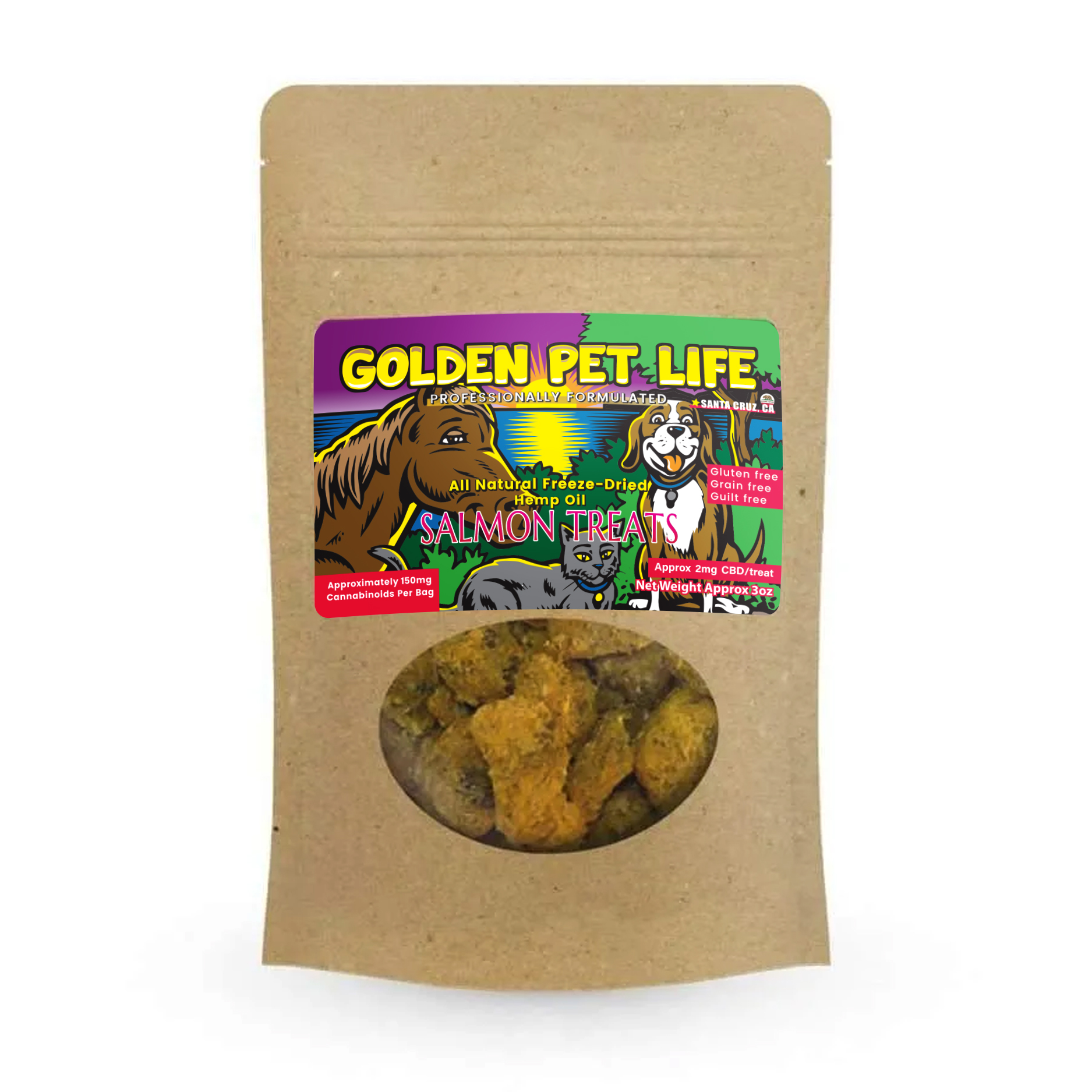 Golden Pet Life Wild Alaskan Salmon CBD Dog Treats – 3 oz Bag (150 mg)